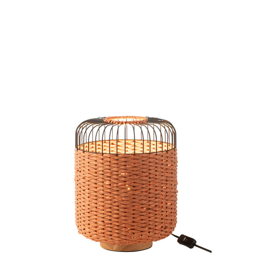 Tafellamp Oranje Beech hout 27 cm-Tafellampen-J-Line