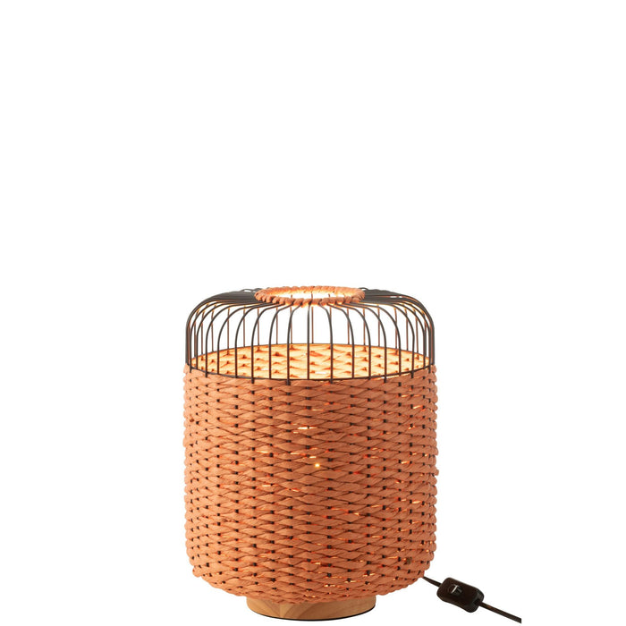 Tafellamp Oranje Beech hout 27 cm-Tafellampen-J-Line