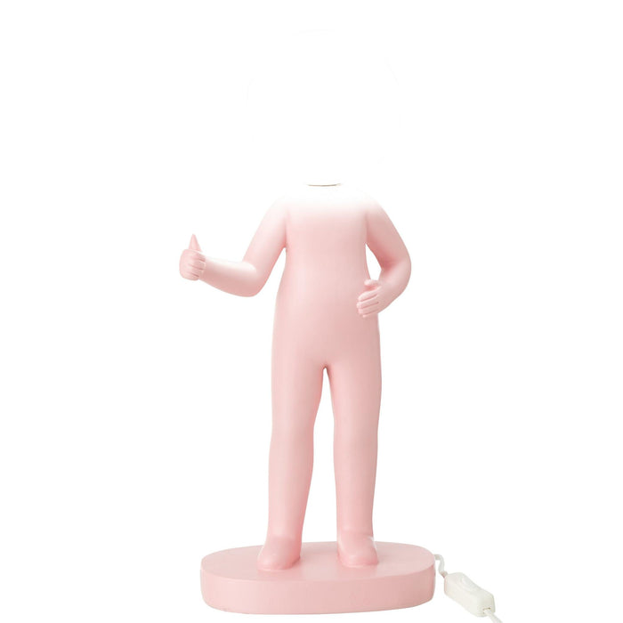 Tafellamp Roze Polykunsthars 14 cm 14x19.5x44.5 cm-Tafellampen-J-Line