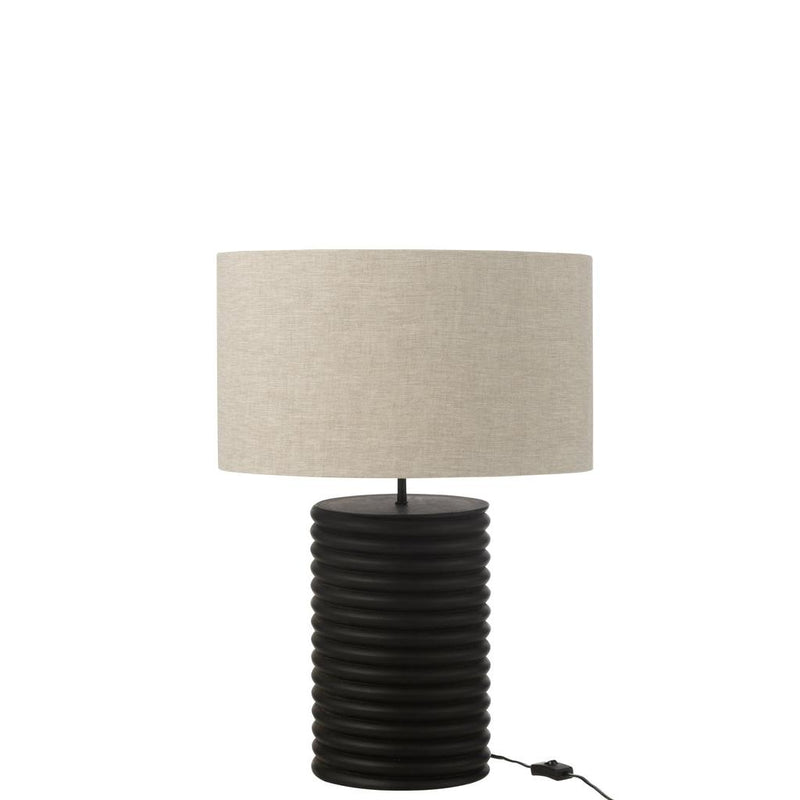 Tafellamp Schroefdraad Wijd Ailanthus Hout, Linnen Zwart-Tafellampen-J-Line