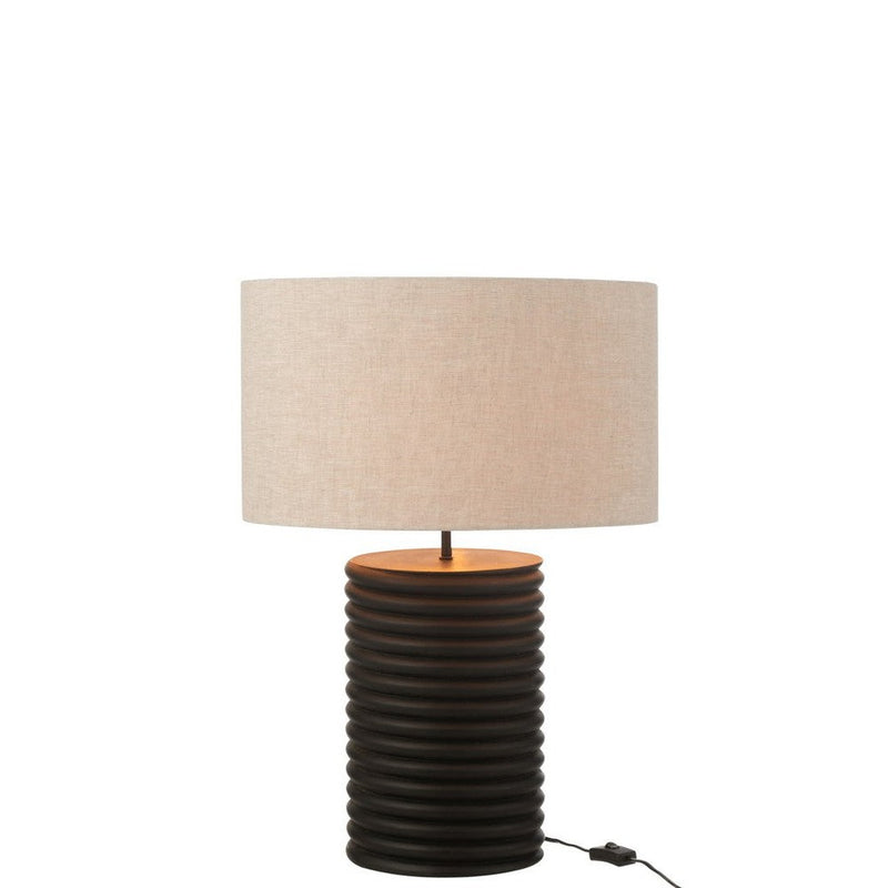 Tafellamp Schroefdraad Wijd Ailanthus Hout, Linnen Zwart-Tafellampen-J-Line