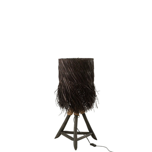 Tafellamp Takken Arthur Grass, Teak Hout Bruin 32x32x61 cm-Tafellampen-J-Line