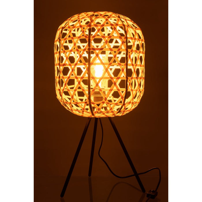 Tafellamp Tripod Bamboe, Ijzer Naturel 30x30x58 cm-Tafellampen-J-Line