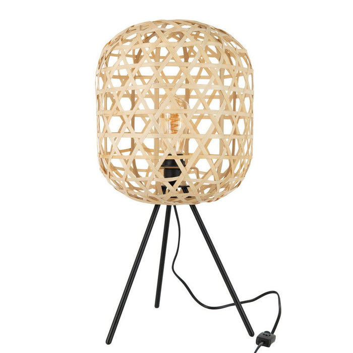 Tafellamp Tripod Bamboe, Ijzer Naturel 30x30x58 cm-Tafellampen-J-Line