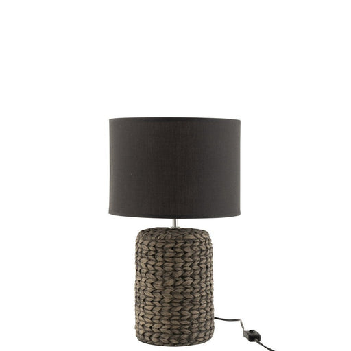 Tafellamp Voet Kap Linnen, Cement Grijs/Greige 28x28x46 cm-Tafellampen-J-Line