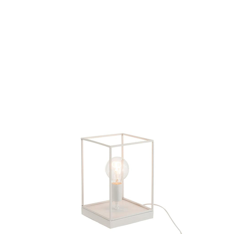 Tafellamp Wit Ijzer Rechthoekig 20 cm 20.5x20.5x30 cm-Tafellampen-J-Line