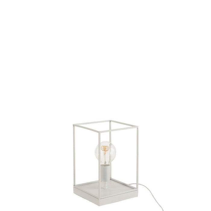Tafellamp Wit Ijzer Rechthoekig 20 cm-Tafellampen-J-Line