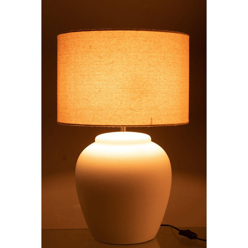 Tafellamp Wit Linnen 41 cm 41x41x60 cm-Tafellampen-J-Line