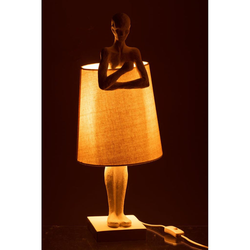 Tafellamp Wit Porcelain 18 cm 18x27x58 cm-Tafellampen-J-Line