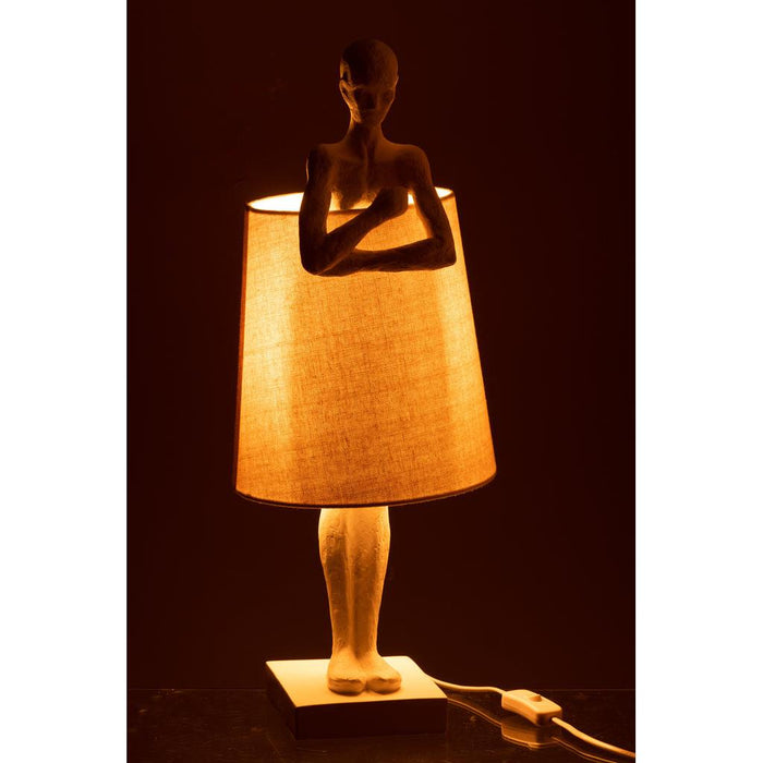 Tafellamp Wit Porcelain 18 cm 18x27x58 cm-Tafellampen-J-Line