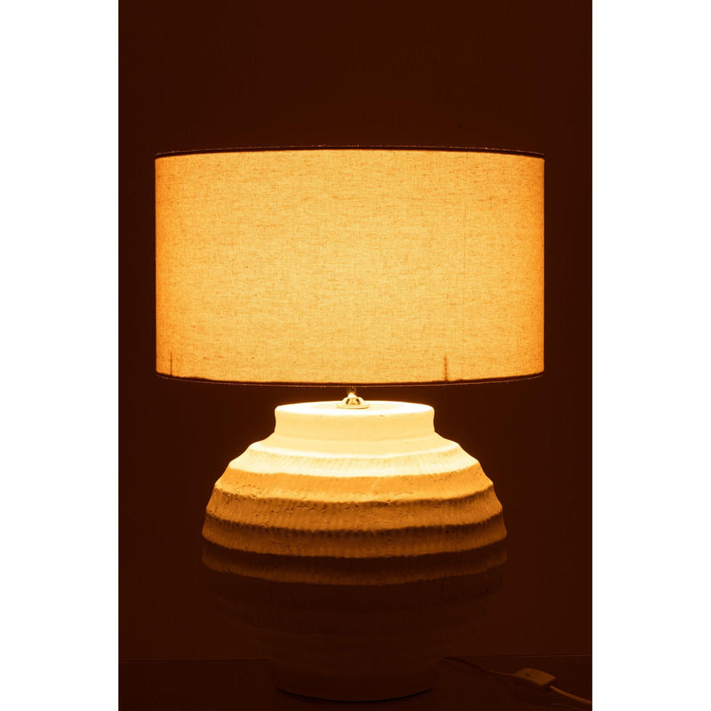 Tafellamp Wit Stof 46 cm Table Lamp 46x46x62 cm-Tafellampen-J-Line
