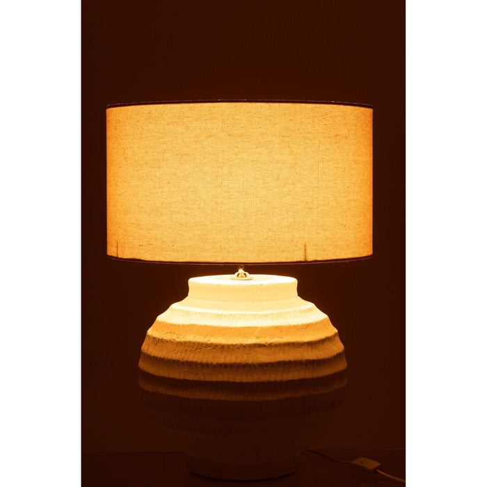 Tafellamp Wit Stof 46 cm Table Lamp-Tafellampen-J-Line