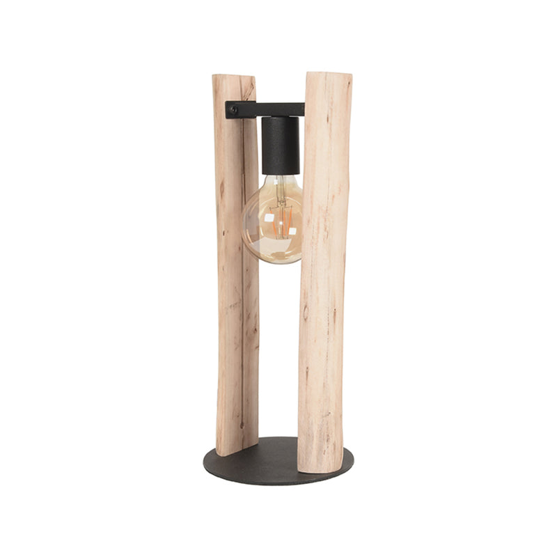 Tafellamp Woody Rechthoekige Hout Naturel 18x18x45 cm-Tafellampen-LABEL51