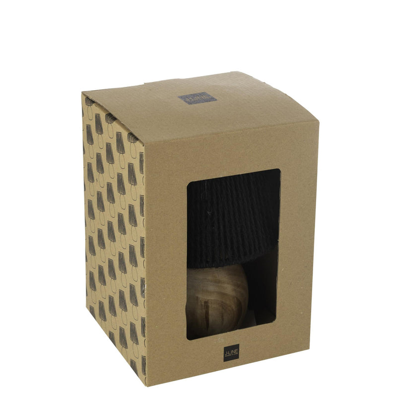 Tafellamp Zwart Katoen 16 cm 16.5x16.5x23 cm-Tafellampen-J-Line