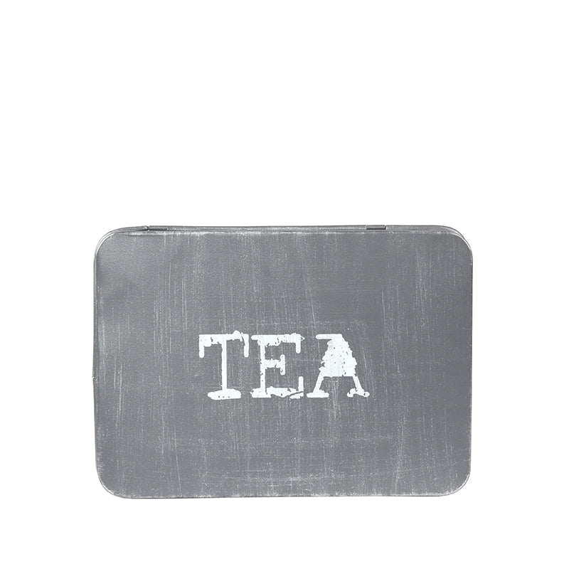 Theedoos Antiek Grijs Metaal - 27x19x8 cm-Opbergdozen en manden-LABEL51
