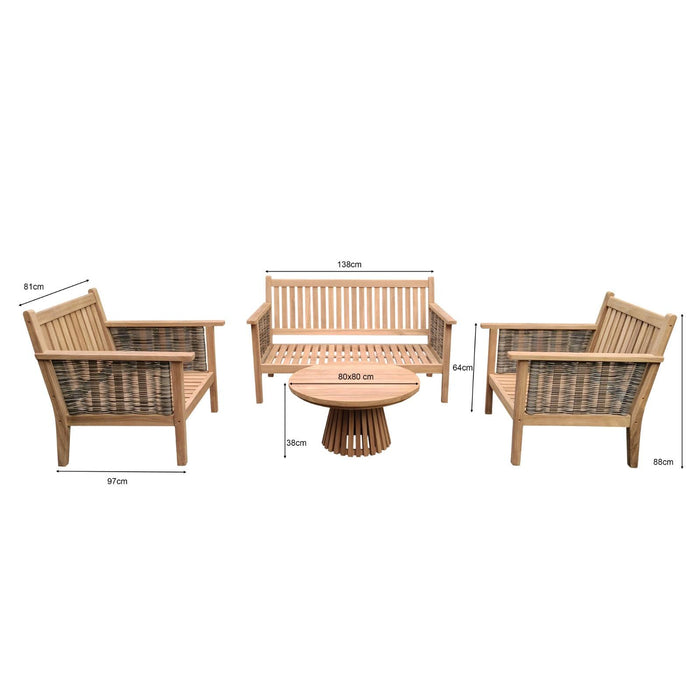 Tuinmeubel Malaga Tuinset Teakhout Naturel hout 138x97 cm-Tuinmeubels-Livingfurn