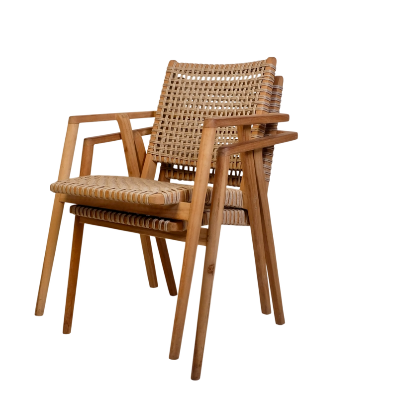 Tuinstoel Anya Teakhout Naturel hout 63x58 cm-Tuinstoelen-Livingfurn