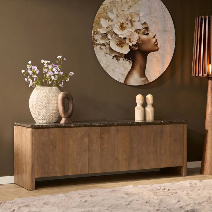 Tv meubel Dallas Naturel Mangohout 165 cm-TV-meubels-Creating Home