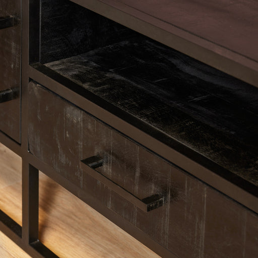 Tv meubel Denver Zwart 145 cm - Mangohout en staal-TV-meubels-Starfurn