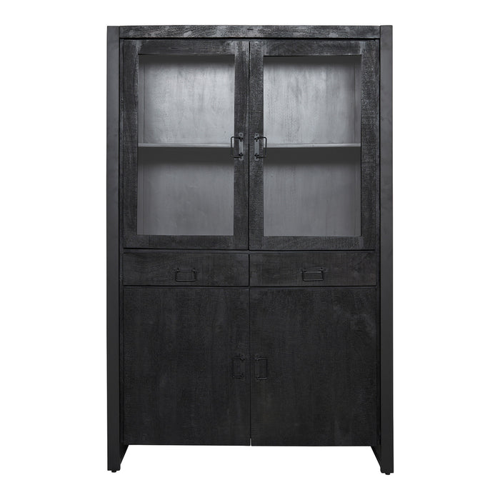 Vitrinekast Boaz Zwart 115 cm 115x45x180 cm-Vitrinekasten-Starfurn