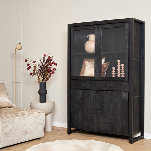 Vitrinekast Boaz Zwart 115 cm 115x45x180 cm-Vitrinekasten-Starfurn