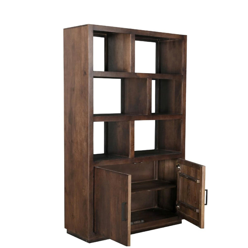 Vitrinekast Jaxx Mangohout Bruin 120x45x200 cm-Vitrinekasten-Livingfurn
