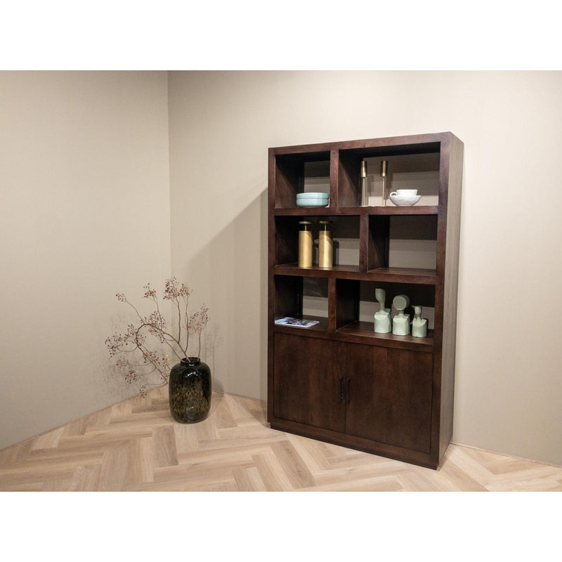 Vitrinekast Jaxx Mangohout Bruin 120x45x200 cm-Vitrinekasten-Livingfurn