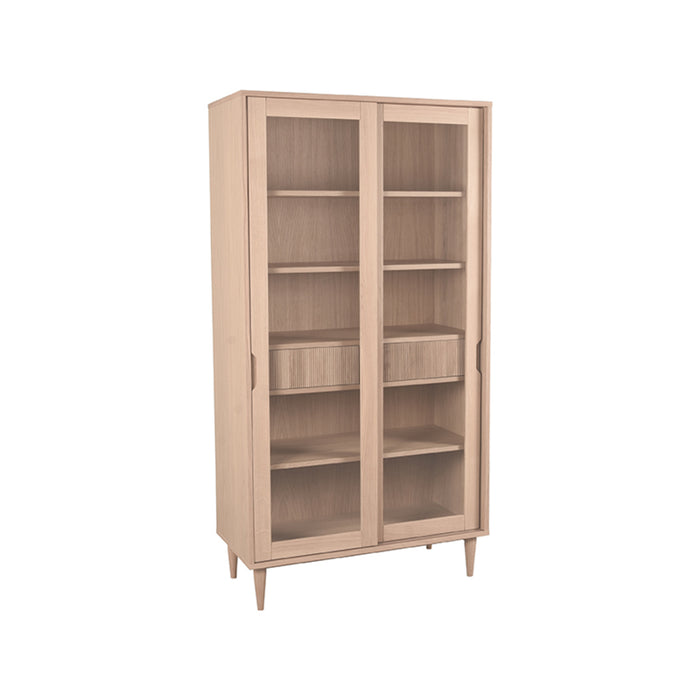 Vitrinekast Jule Naturel Eiken - 100x49x180 cm-Vitrinekasten-LABEL51