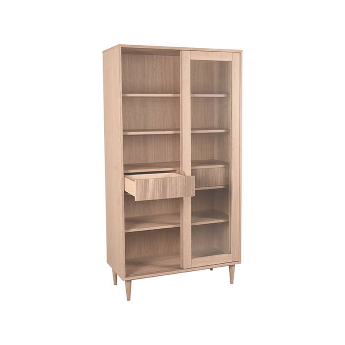 Vitrinekast Jule Naturel Eiken - 100x49x180 cm-Vitrinekasten-LABEL51