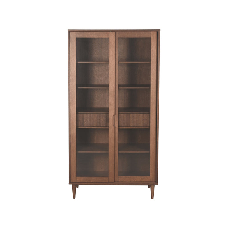 Vitrinekast Jule Walnoot Eiken - 100x49x180 cm-Vitrinekasten-LABEL51