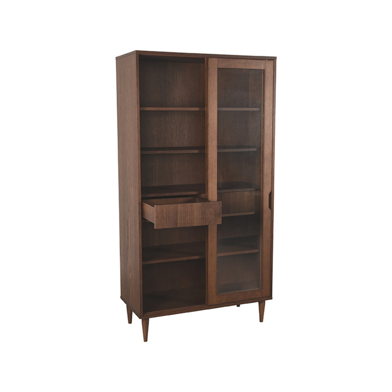 Vitrinekast Jule Walnoot Eiken - 100x49x180 cm-Vitrinekasten-LABEL51
