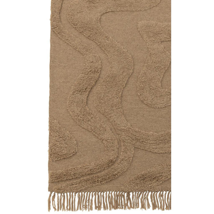 Vloerkleed Beige Katoen Franjes 160x230 cm-Rechthoekige vloerkleden-J-Line