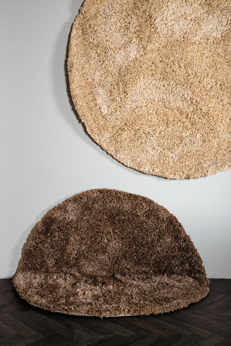 Round Rugs Jups Brown Fabric Handwoven Carpet Round S