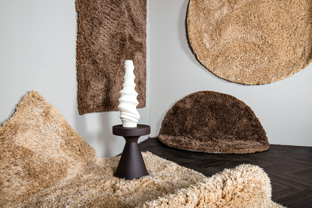 Round Rugs Jups Brown Fabric Handwoven Carpet Round S