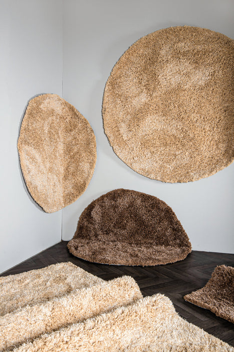 Round Rugs Jups Brown Fabric Handwoven Carpet Round S