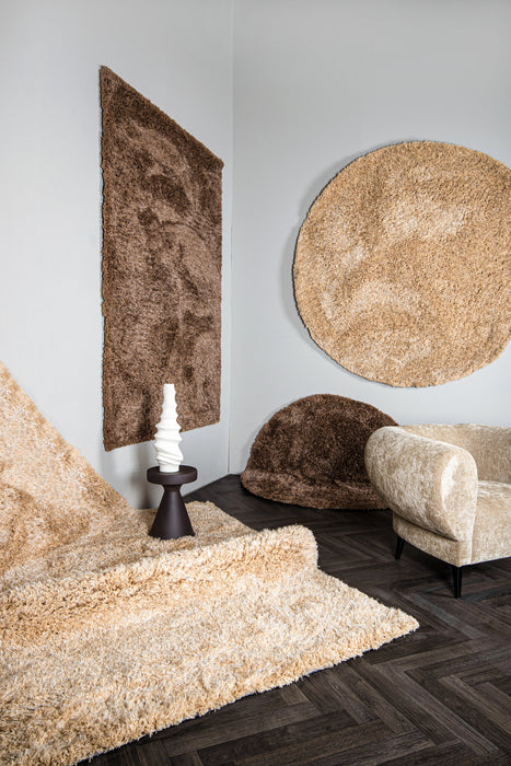 Round Rugs Jups Brown Fabric Handwoven Carpet Round S