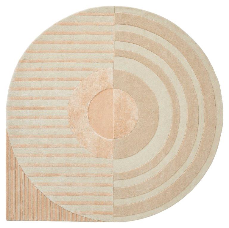 Vloerkleed ø200 cm Fano Girare White Beige Wol-Ronde vloerkleden-Brinker Carpets