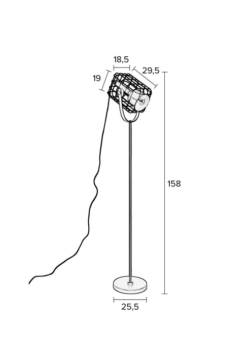 Vloerlamp Cage Aluminum, Aluminium, Metaal Wit 32x21.5 cm E27-Vloerlampen-Creating Home