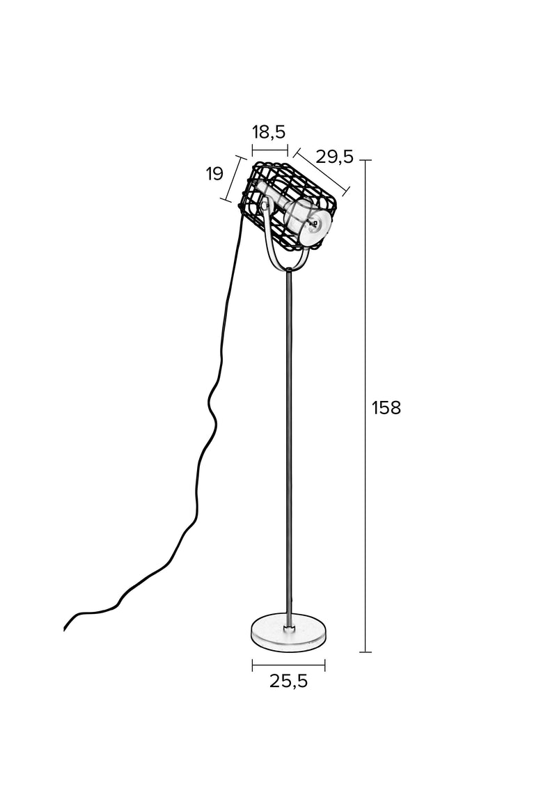 Vloerlamp Cage Aluminum, Aluminium, Metaal Wit 32x21.5 cm E27-Vloerlampen-Creating Home
