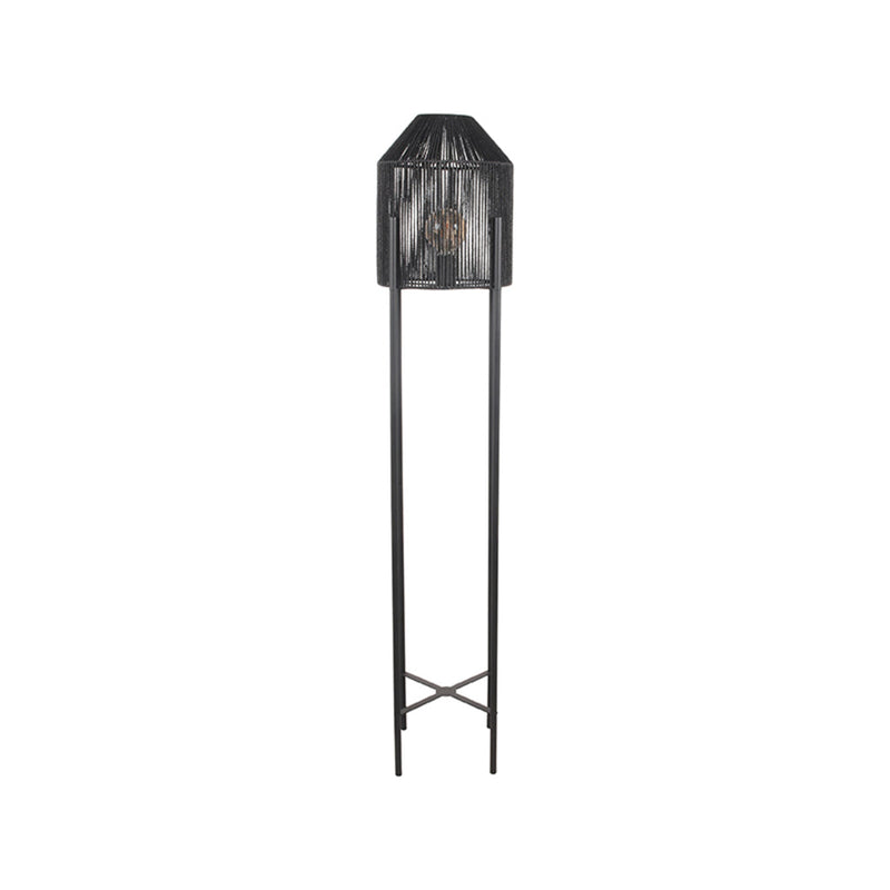 Vloerlamp Ibiza Zwart Jute 1-Lichts 30x30x150 cm-Vloerlampen-LABEL51