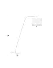 Vloerlamp Martine Metaal, Cotton,Polyester Wit 160x50 cm E27-Vloerlampen-Creating Home
