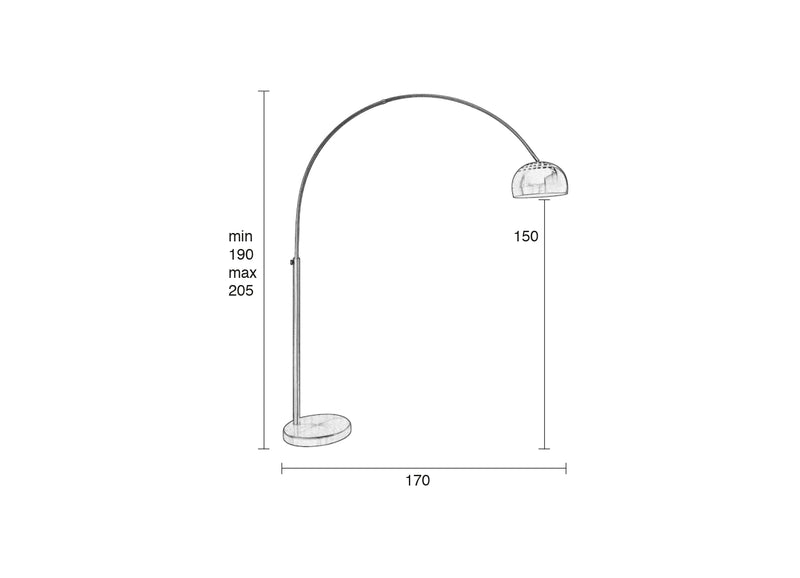 Vloerlamp Metal Bow (new) Metaal Zilver 39x170 cm E27-Vloerlampen-Creating Home