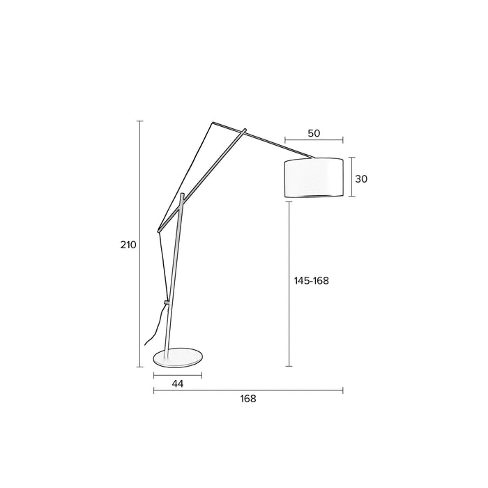 Vloerlamp Tokio Metaal, Cotton,Polyester Zwart 168x50 cm E27