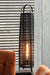 Zwarte vloerlamp van 100 cm hoog met een stoffen kap en een sfeervolle, zichtbare filamentlamp in een modern design.