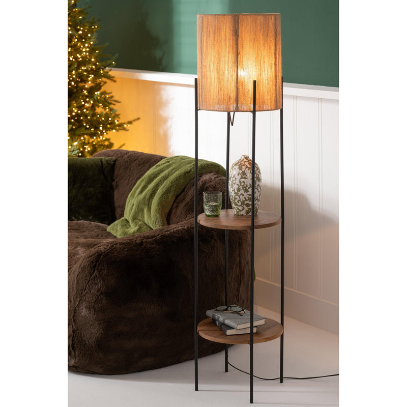 Vloerlamp Zwart Mangohout hout 38 cm 38x38x160 cm-Vloerlampen-J-Line