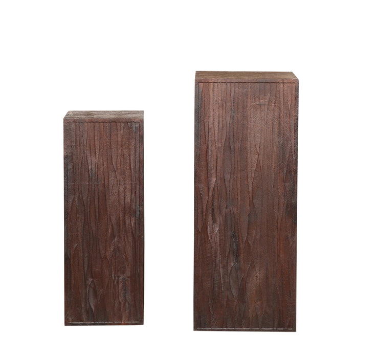 Wohnaccessoires Dekoration Riko Braun Mangoholz Wavy Carved Pedestal SV2