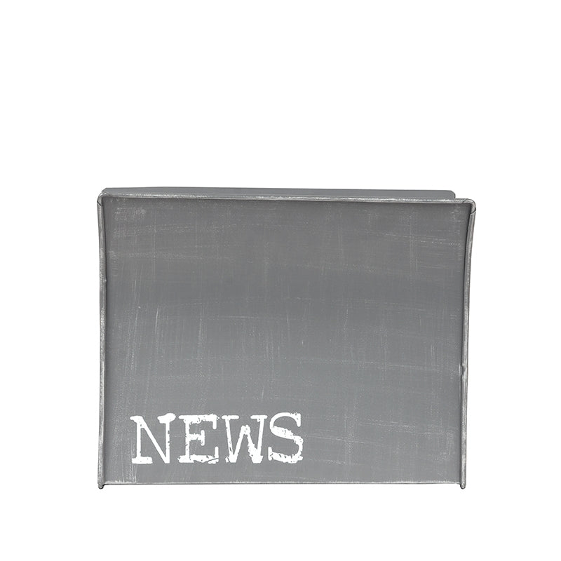 Wanddecoratie Magazinehouder Antiek Grijs Metaal 35x18x29 cm-Wanddecoratie-LABEL51