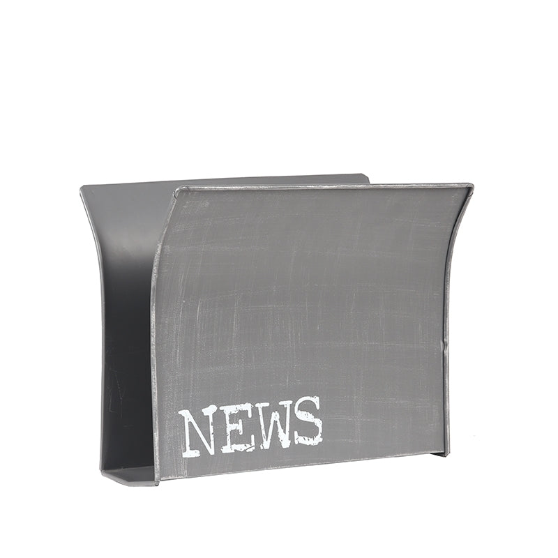 Wanddecoratie Magazinehouder Antiek Grijs Metaal 35x18x29 cm-Wanddecoratie-LABEL51