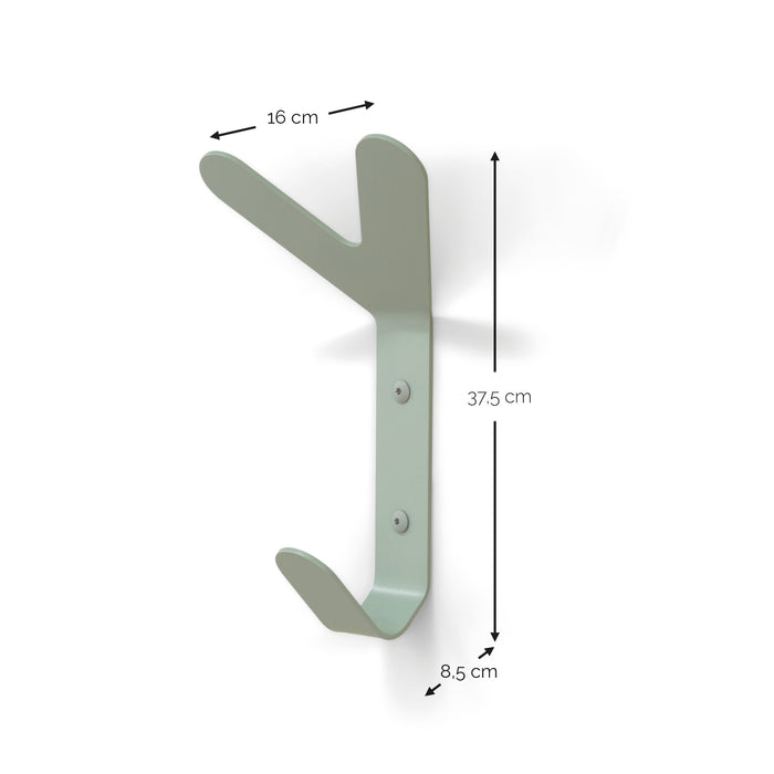 Wandhaak FRONDO Staal Dusty Green 16x8.5x37.5cm Spinder Design-Muurhaken-Spinder