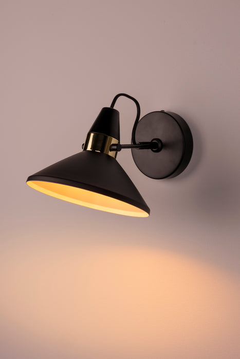 Wandlamp Jona Metaal Zwart Ø19.5x15 cm E27-Tafellampen-Creating Home